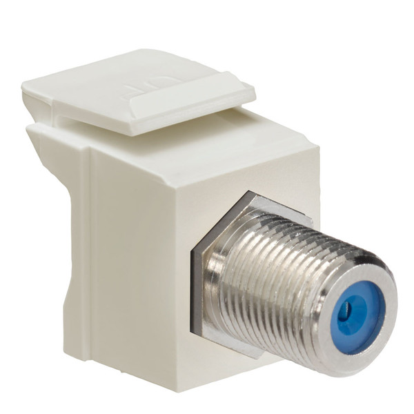 Leviton 41084-FIF Feedthrough QuickPort F-Connector, Nickel Plated, Ivory Housing