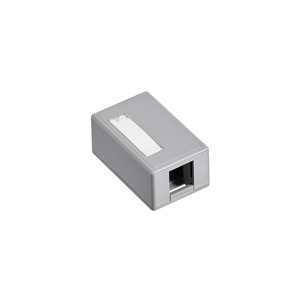 Leviton 41089-1GP Surface-Mount QuickPort Box, Plenum Rated, 1-Port, Gray