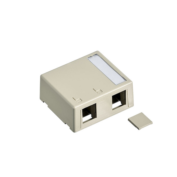 Leviton 41089-2TP Surface-Mount QuickPort Box, Plenum Rated, 2-Port, Light Almond
