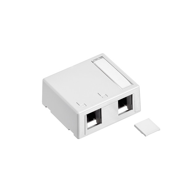 Leviton 41089-2WP Surface-Mount QuickPort Box, Plenum Rated, 2-Port, White