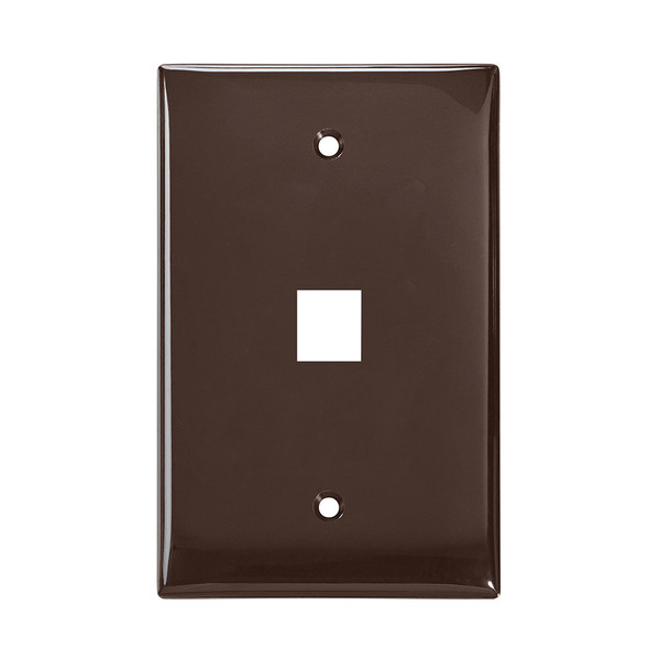 Leviton 41091-1BN Midsize Single-Gang QuickPort Wallplate, 1-Port, Brown