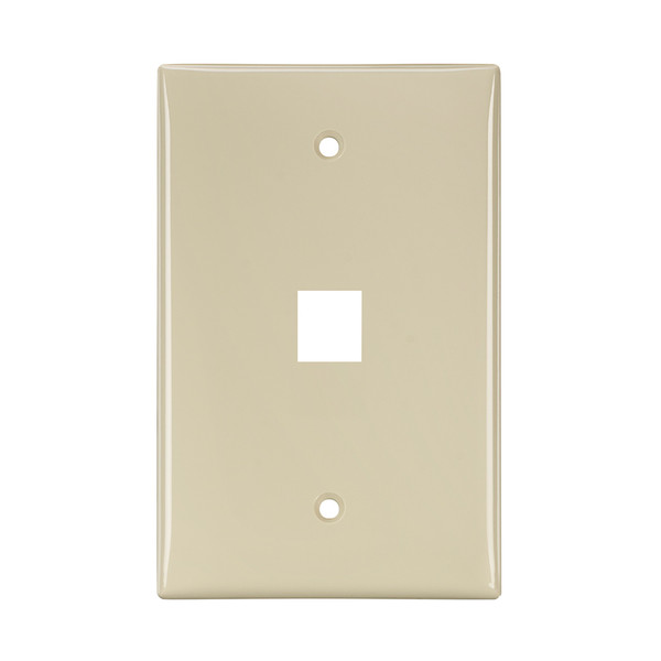 Leviton 41091-1IN Midsize Single-Gang QuickPort Wallplate, 1-Port, Ivory
