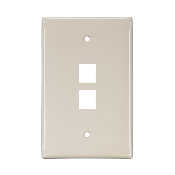 Leviton 41091-2TN Midsize Single-Gang QuickPort Wallplate, 2-Port, Light Almond
