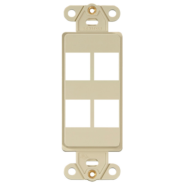 Leviton 41644-I QuickPort Decora Insert, 4-Port, Ivory