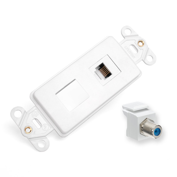 Leviton 41658-W Decora Telephone and Video Insert Kit