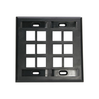 Leviton 42080-12E Dual-Gang QuickPort Wallplate with ID Windows, 12-Port, Black