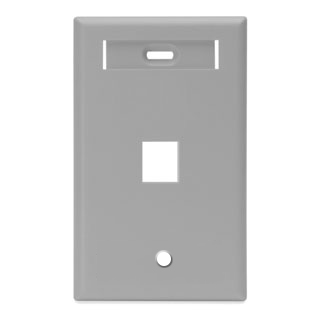 Leviton 42080-1GS Single-Gang QuickPort Wallplate with ID Window, 1-Port, Gray