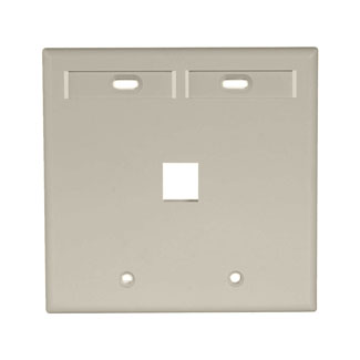 Leviton 42080-1IP Dual-Gang QuickPort Wallplate with ID Windows, 1-Port, Ivory