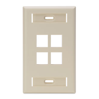 Leviton 42080-4IS Single-Gang QuickPort Wallplate with ID Windows, 4-Port, Ivory
