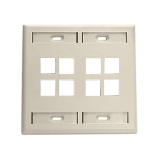 Leviton 42080-8IP Dual-Gang QuickPort Wallplate with ID Windows, 8-Port, Ivory