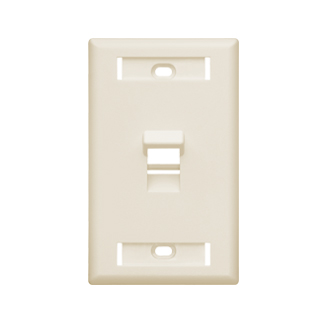 Leviton 42081-1TS Angled Single-Gang QuickPort Wallplate with ID Windows, 1-Port, Light Almond