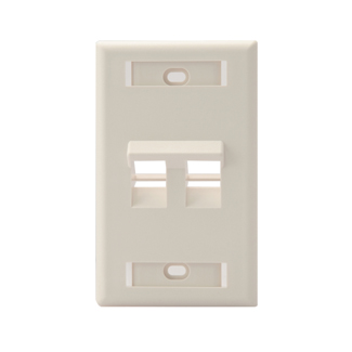 Leviton 42081-2TS Angled Single-Gang QuickPort Wallplate with ID Windows, 2-Port, Light Almond