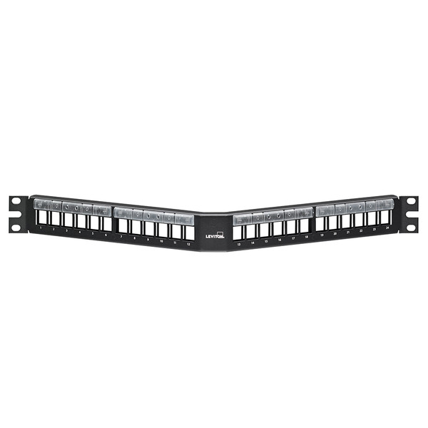 Leviton 49256-L24 Angled QuickPort Patch Panel, 24-Port, 1RU
