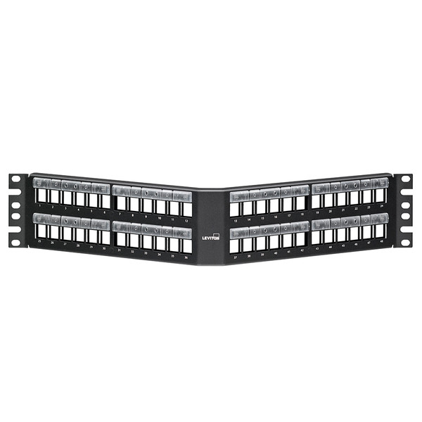 Leviton 49256-L48 Angled QuickPort Patch Panel, 48-Port, 2RU