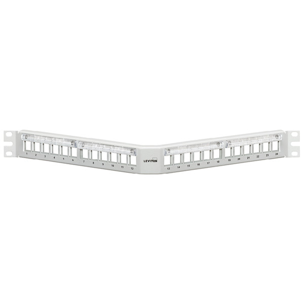 Leviton 49256-W4M 24-Port 1RU Angled QuickPort Patch Panel w/ Mag Lens, White