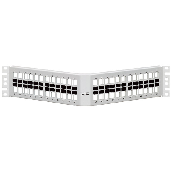 Leviton 49256-W8L 48-Port 2RU Angled QuickPort Patch Panel, White