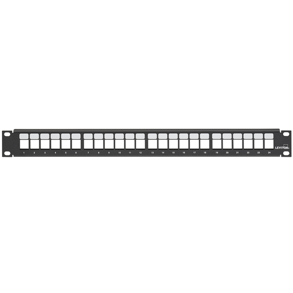 Leviton 49355-H24 1RU 24-Port Flat QuickPort Patch Panel, Black