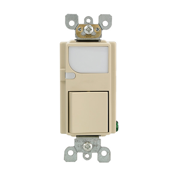 Leviton 6526-I Combination Decora Switch with LED Guide Light, 15A-120VAC, Color- Ivory