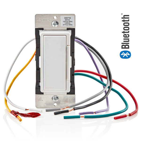 Leviton DD710-BDZ Decora Digital Dimmer for 0-10V Power Supplies, 950VA/1350VA Fluorescent, 10A LED, 120/277VAC
