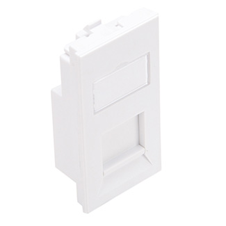 Leviton LI150-1W1 British-Style Wallplate Insert, 50mm x 25mm, Flat, 1-Port, White