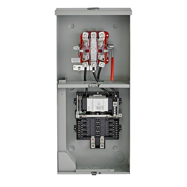 Leviton LP820-LMC 200A Outdoor Meter Main Combo, 8 Spaces, Ringless with Lever Bypass