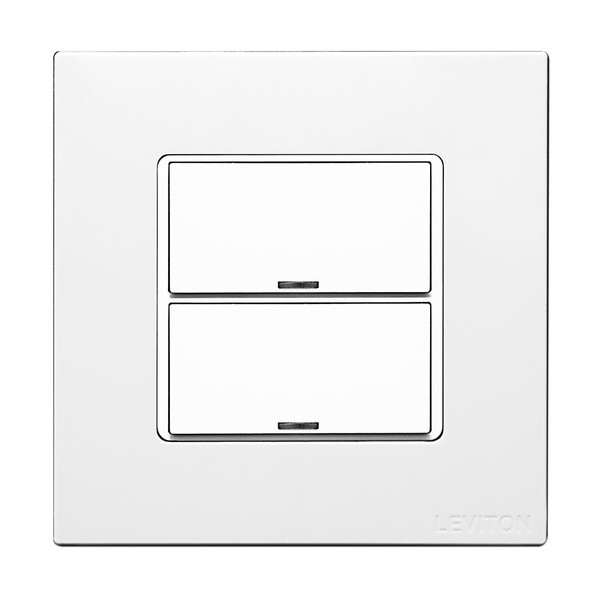Leviton OBKBD-20W Omni-Bus DLV Switch, IEC BS, 2 Buttons, RJ45 Connectors for Omni-Bus, Color: White