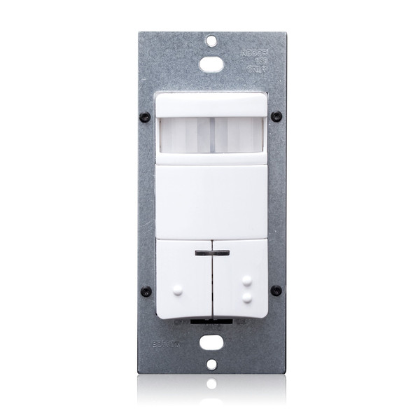 Leviton ODS0D-IAW Occupancy Sensor, Dual Relay, PIR, Wall Switch, 2100SF, 120-277V, White, Made in USA, Decora