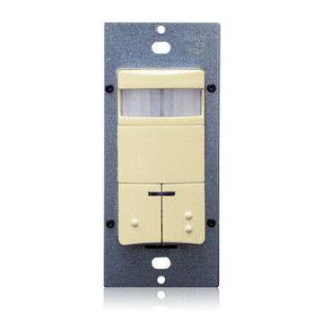 Leviton ODS0D-IDI Occupancy Sensor, Dual Relay, PIR, Wall Switch, 2100SF, 120-277V, Ivory, Decora