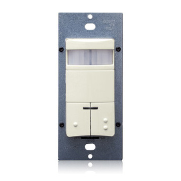 Leviton ODS0D-IDT Occupancy Sensor, Dual Relay, PIR, Wall Switch, 2100SF, 120-277V, Light Almond, Decora