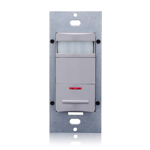 Leviton ODS10-IAG Occupancy Sensor, PIR, Wall Switch, 2100SF, 120-277V, Grey, Made in USA, Decora