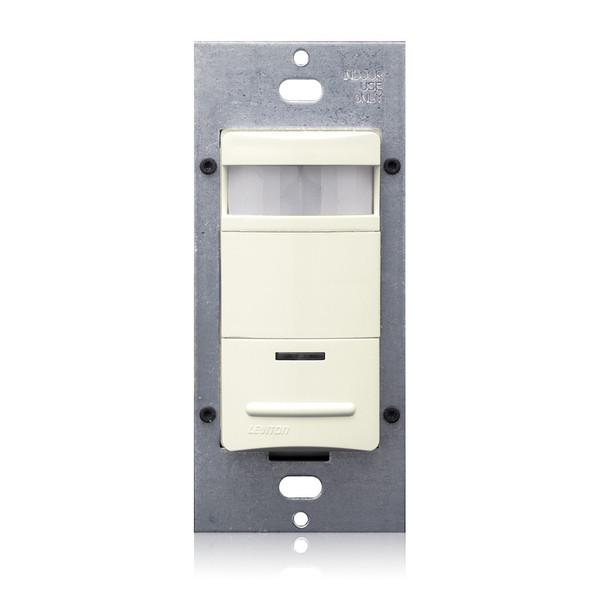 Leviton ODS10-TDT Vacancy Sensor, PIR, Wall Switch, 2100SF, 120-277V, Light Almond, Decora
