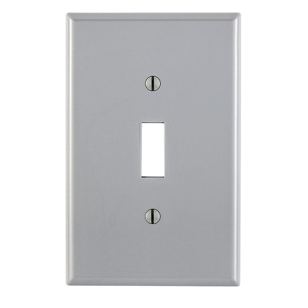 Leviton PJ1-GY Gray Brown 1-Gang Toggle Wallplate, Midway Size, Device Mount