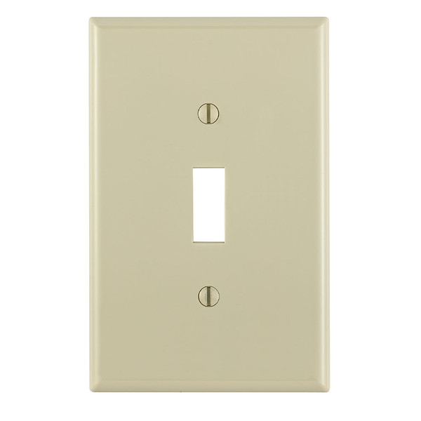 Leviton PJ1-I Ivory Brown 1-Gang Toggle Wallplate, Midway Size, Device Mount