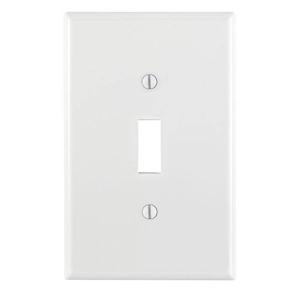 Leviton PJ1-W White Brown 1-Gang Toggle Wallplate, Midway Size, Device Mount