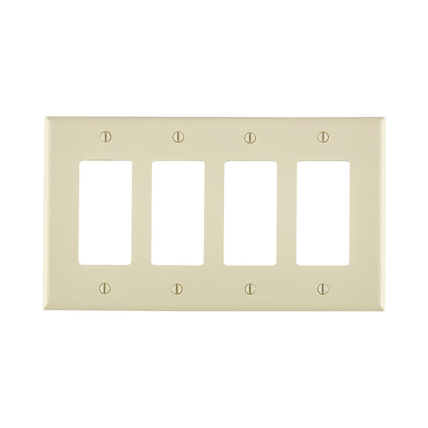 Leviton PJ264-T 4-Gang, Midway Size, Thermoplastic Nylon, Device Mount, Decora/GFCI Device Decora Wallplate/Faceplate - Light Almond