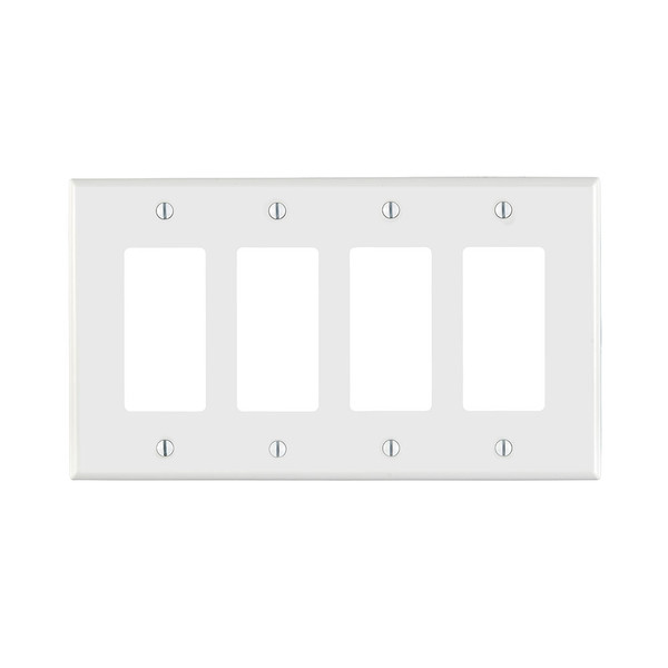 Leviton PJ264-W 4-Gang, Midway Size, Thermoplastic Nylon, Device Mount, Decora/GFCI Device Decora Wallplate/Faceplate - White