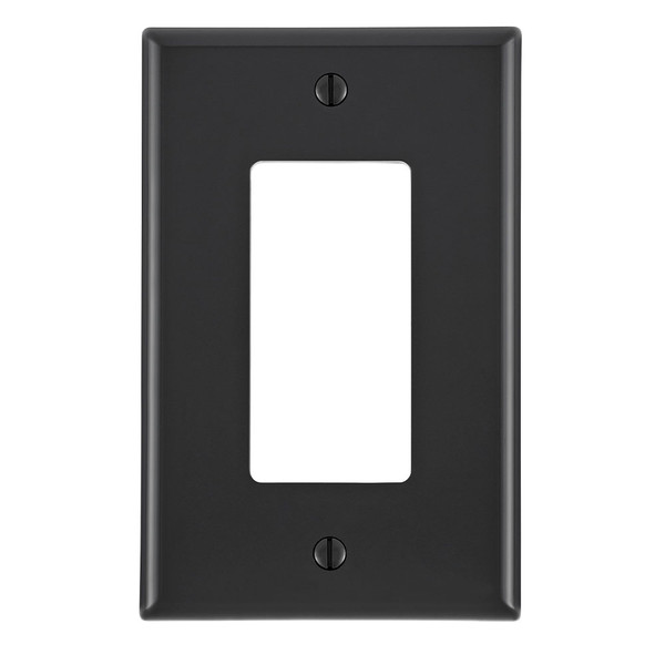 Leviton PJ26-E 1-Gang Decora/GFCI Device Decora Wallplate, Midway Size, Thermoplastic Nylon, Device Mount, - Black