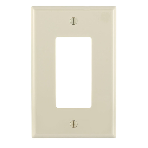 Leviton PJ26-T 1-Gang Decora/GFCI Device Decora Wallplate, Midway Size, Thermoplastic Nylon, Device Mount, - Light Almond