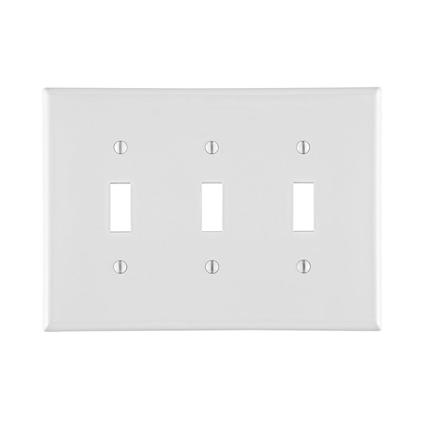 Leviton PJ3-W 3-Gang Toggle Device Switch Wallplate, Midway Size, Thermoplastic Nylon, Device Mount, - White