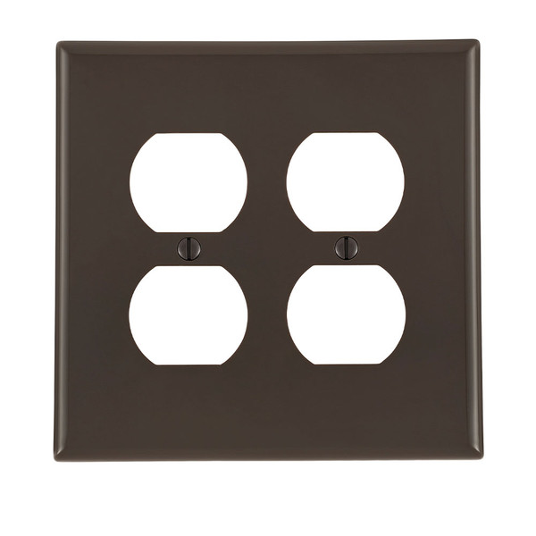Leviton PJ82 2-Gang Duplex Device Receptacle Wallplate, Midway Size, Thermoplastic Nylon, Device Mount, - Brown