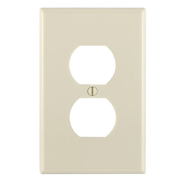 Leviton PJ8-T 1-Gang Duplex Device Receptacle Wallplate, Midway Size, Thermoplastic Nylon, Device Mount - Light Almond