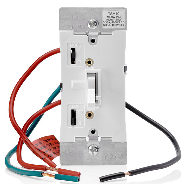 Leviton TSM10-1LW Universal Dimmable LED, CFL, MLV, Incandescent and Halogen Toggle-Slide Dimmer