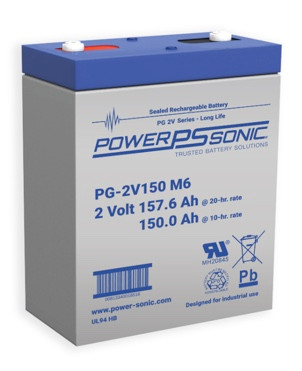 Power Sonic PG-2V150 M6 FR 2V 150Ah High Capacity Long Life VRLA Battery