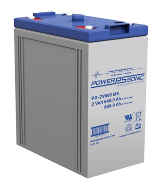 Power Sonic PG-2V600 M8 2V 600Ah High Capacity Long Life VRLA Battery