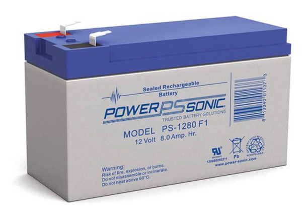 Power Sonic PS-1280 F1 12V 8Ah General Purpose VRLA Battery