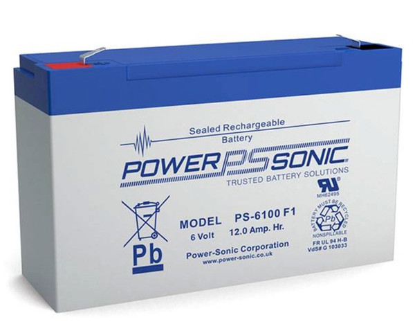 Power Sonic PS-6100 F1 6V 12Ah General Purpose VRLA Battery
