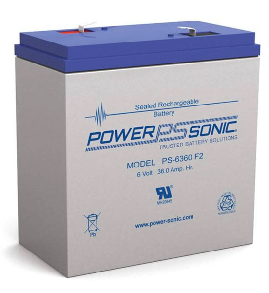 Power Sonic PS-6360 F2 6V 36Ah General Purpose VRLA Battery