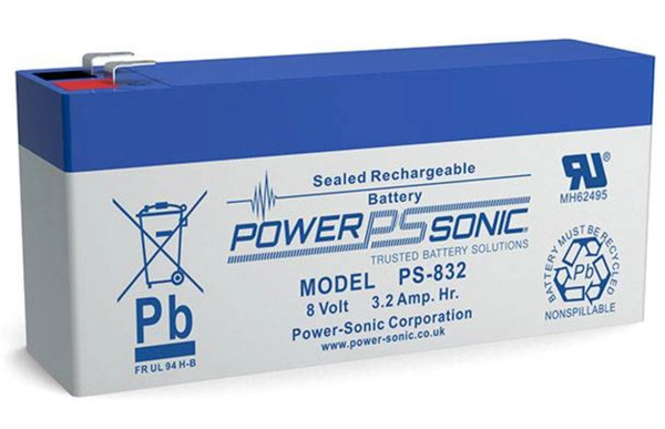Power Sonic PS-832 F1 8V 3.2Ah General Purpose VRLA Battery