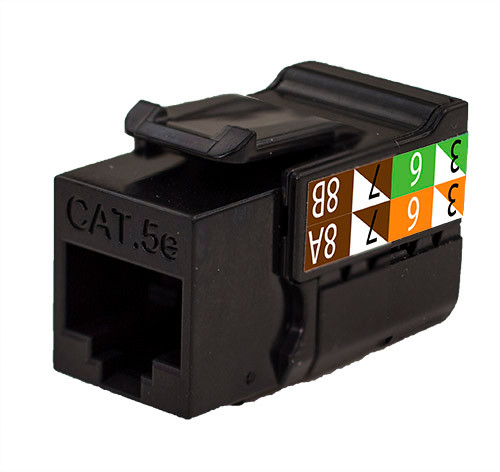 Vertical Cable 351-V2613/BK Black Cat5E Data Grade Keystone Jack