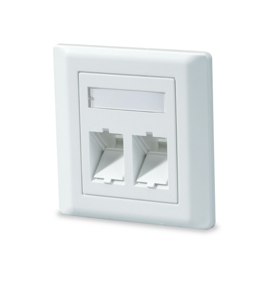 SignaMax SKFL-2A-85-WH 2-Port Angled Keystone Intl. Outlet, 86 x 86 mm, White